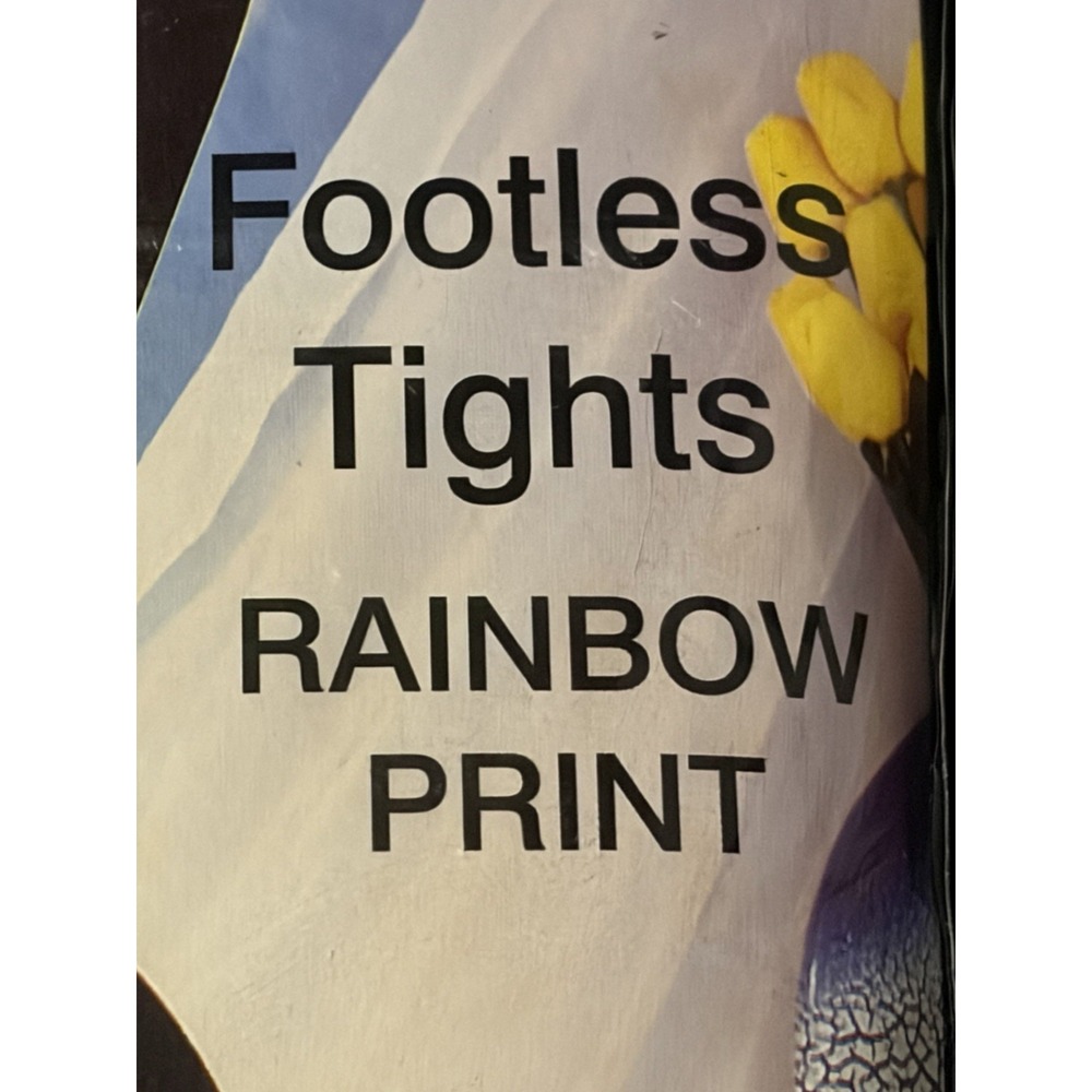 Vtg 80s 90s Black Footless Tights Rainbow Heart Charm 100–175 lbs, 5'–5'10" - Picture 5 of 9